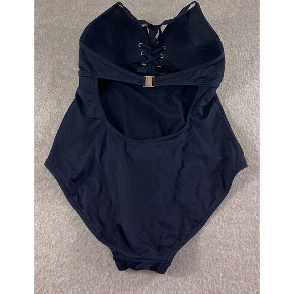 Nip Tuck One Piece Swimsuit Women’s Sz 6 US Black Laced Lattice Front Plunge - Picture 6 of 8